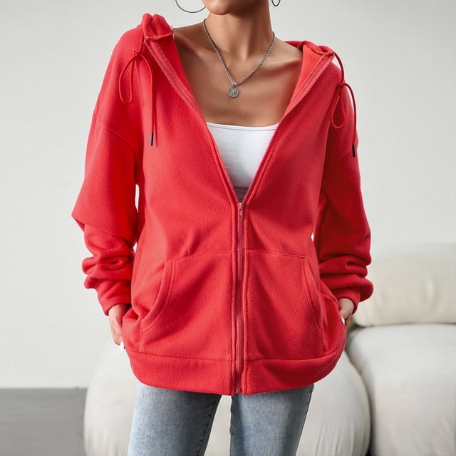 Sudadera básica para mujer ajuste holgado color sólido manga larga cremallera ropa de calle traje Hugtrwg Para estrenar