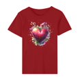 thumbnail image 5 of YABCSAZ Valentine's Day T-Shirts for Women Short Sleeve Crew Neck Pullover Solid Color Love Heart Graphic Letter Print Sweathirts Casual Loose Oversized Tee Tops,Gift for Women, 5 of 5