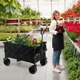 thumbnail image 3 of Costway Folding Collapsible Wagon Utility Garden Cart w/ Wide Wheels Adjustable Handle Black, 3 of 10