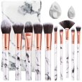 thumbnail image 3 of HEYMKGO 10PCS Marble Makeup Brush Set Blush Foundation Eyeshadow Brushes with 2 Makeup Sponge,White, 3 of 16