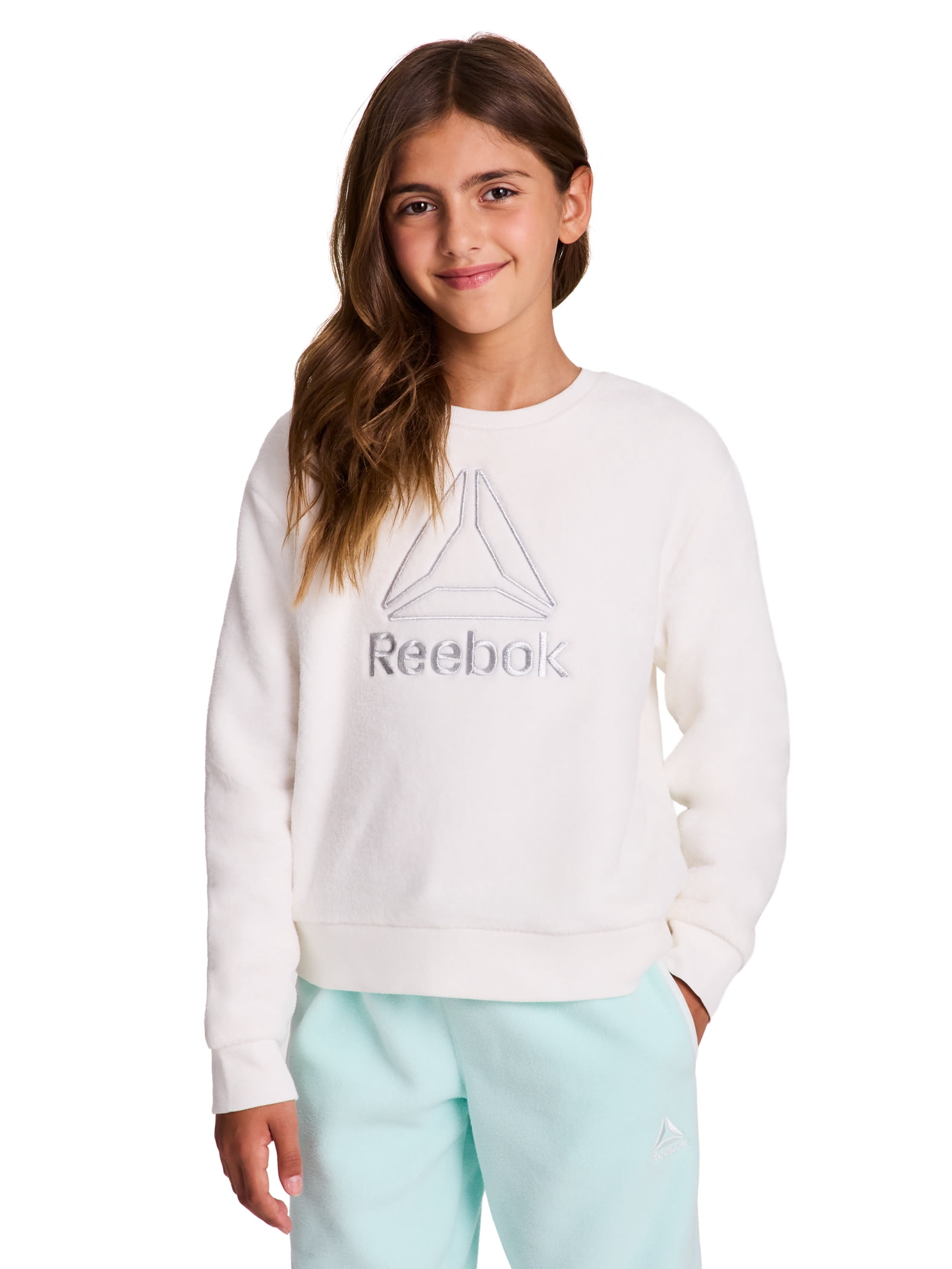 Reebok Girl’s Athletic Luxe Plush Crewneck Sweatshirt, Sizes 4–18