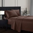 thumbnail image 1 of Topcobe Queen Size Striped Bed Sheet Set with Deep Pocket Fitted Sheet, Coffee, 1 of 1