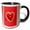 Black/White, variant on 3drose, Cutout Look Heart with Arrow, Heart Trim on Sides, Red and Pink, 11oz Two-tone Black Mug