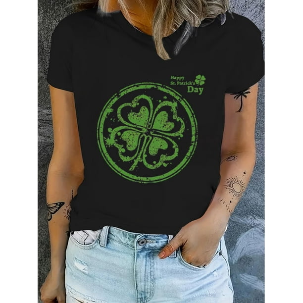 Camiseta con estampado de trébol para mujer, ideal para adultos, hombres, mujeres, adolescentes, jóvenes y para el tiempo libre.
