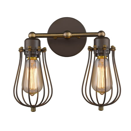 

RADIANCE Goods Industrial-Style 2 Light Rubbed Bronze Wall Sconce 12 Wide