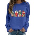 thumbnail image 1 of Gibobby Sudadera navideña mujer Top de cuello redondo de color sólido suelto informal con patrón de estampado lindo para mujer con suéter de Navidad(Azul,XG), 1 of 4