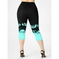 thumbnail image 3 of Rosegal for Women Leisure Plus Size & Curve High Waist Floral Print Capri Leggings Light Green XL, 3 of 5