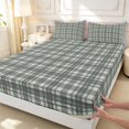 thumbnail image 4 of Manfei Minimalism Checkered Bed Sheets,Geometric Check Full Size Sheets,Gray,4 Pieces,1 Flat Sheet,1 Fitted Sheet and 2 Pillowcases, 4 of 6