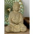 thumbnail image 3 of 8" x 12" Beige Ceramic Meditating Buddha Sculpture with Engraved Carvings and Relief Detailing, by DecMode, 3 of 11