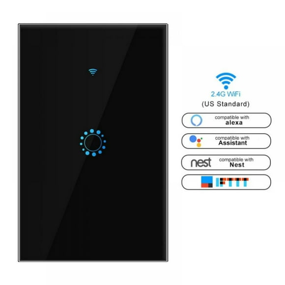 OUSITAID 1/2/3 Gang WiFi Smart Touch Light Switch US Black