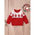 thumbnail image 2 of Wassery Toddler Baby Girls Christmas Knit Sweater Snow Print Long Sleeve Knitted Pullovers Tops 6M 9M 12M 18M 24M 3T Infant Fall Winter Loose Fit Christmas Knitwear Clothes, 2 of 9