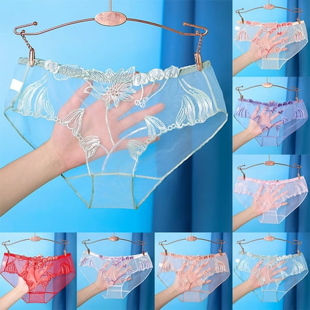 

Sufanic Women Underwear Lace Mesh Transparent Breathable Large Size Briefs Underpants