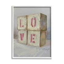 Stupell Industries Love Typography Kids' Building Block Arrangement Inspirational Painting White Framed Art Print Wall Art, 24 x 30
