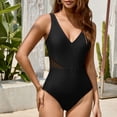 thumbnail image 2 of Vetsdori One Piece Swim Suits for Women Tankini Solid Color Swimwear Strap,Outfits Womens Bath Suits, 2 of 9