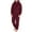 Wine, variant on fartey Hooded Jumpsuits for Men Solid Color Fleece One Piece Pajamas Warm Pockets Long Sleeve Full Zip Plus Size Sleepwear, S-5XL