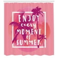 thumbnail image 3 of Beach Saying Shower Curtain, Enjoy Every Moment Of Summer with Palm Trees Square Frame Watercolor Circle, Fabric Bathroom Set with Hooks, 69W X 70L Inches, Multicolor, by Ambesonne, 3 of 3