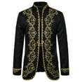 thumbnail image 2 of Lolmot Men's Court Prince Gold Embroidered Uniform Wedding Party Dinner Dress Jacket Blazer Tuxedo Long Sleeve Stand Collar Gothic Jacket Punk Outwear Coat, 2 of 4