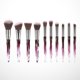 thumbnail image 4 of Kit de 10 brochas de maquillaje de cristal con cerdas blancas y moradas, para polvos y rubor (T-10-195), 4 of 6