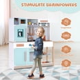 thumbnail image 3 of Play Kitchen for Kids, Pretend Wooden Play Kitchen with Stove, Oven, Sink, Ice Maker,Coffee Machine and Accessories, Chef Pretend Play Set with Real Lights & Sounds, Gift for Boys &Girls, 3 of 7