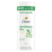 Dove Deodorant Stick for 72 Hour Odor Protection Cucumber & Green Tea Aluminum Free, 2.4 oz 2 Count