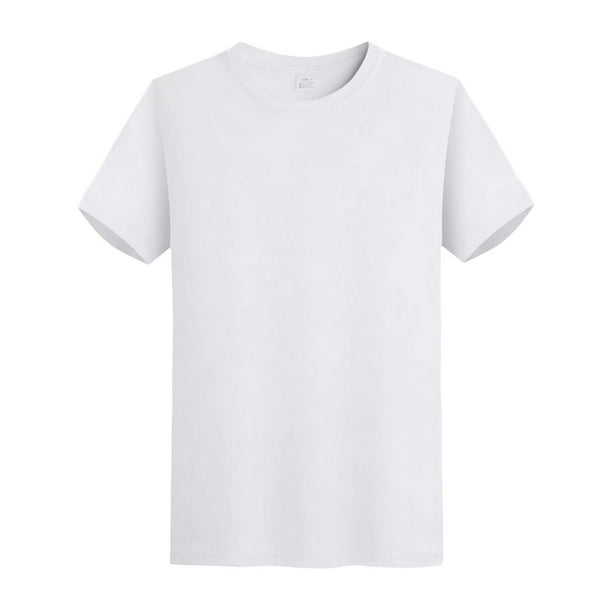 Camiseta lisa de cuello redondo para mujer Camisetas en Blanco-S Yuyangstore Camisetas para hombre