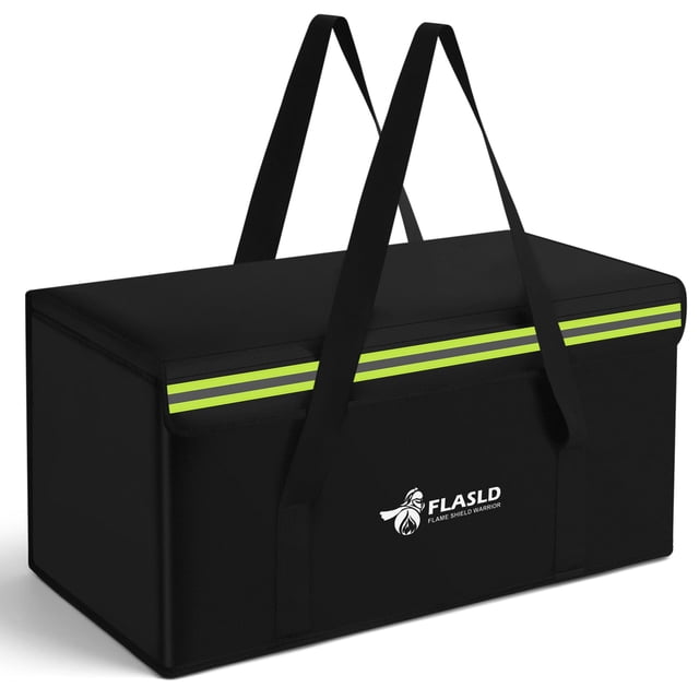 FLASLD Fireproof Document & Money Bags, Large Fireproof & Water Resistant Bag, Fireproof Folder Safe Bag for Cash, Valuables & Passport, with Silicon
