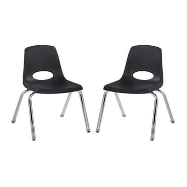 16" Stack Chair with Swivel Glides, 2-Pack - Black