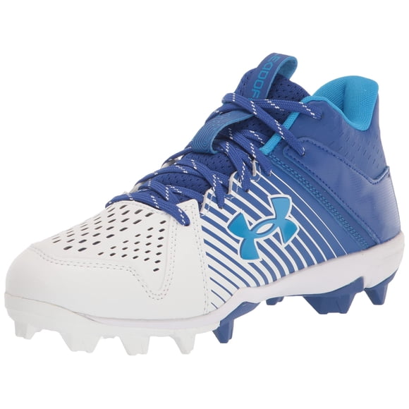 Under Armour Men's Leadoff Mid Rubber Molded Baseball Cleat Shoe, (400) Royal/White/White, 9.5