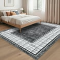 thumbnail image 2 of Garvee 8'x10' Modern Geometric Area Rug Plaid Bordered Rugs, Washable Rugs Non Slip Stain Resistant Indoor Carpet Foldable Floor Mats for Living Room Bedroom Dining Room, Gray, 2 of 8