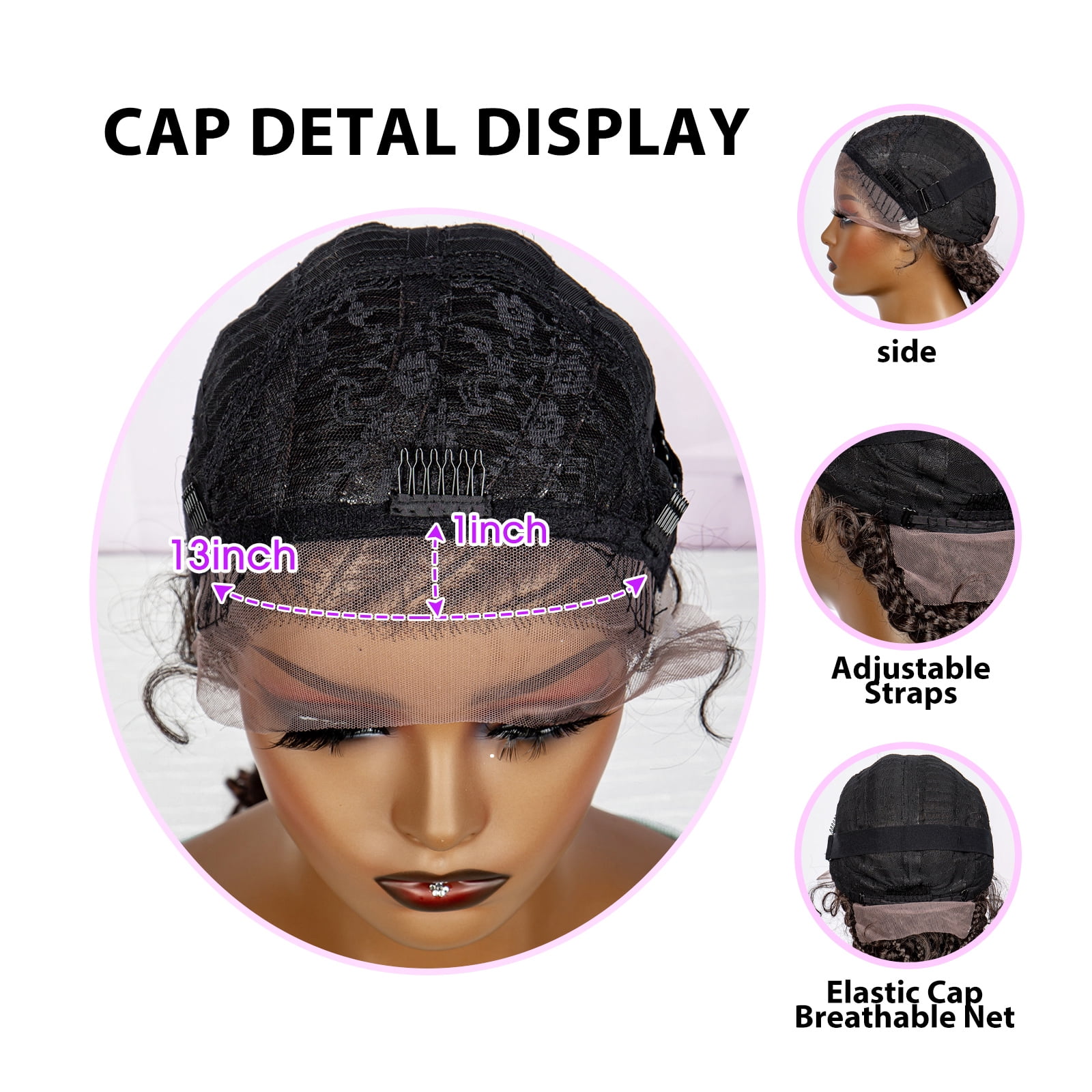 28 Inches Lace Frontal Synthetic Braided Wigs Lace Front Braided Ponytail Wig Natural Knotless with Baby Hair for Black Women Daily Use (1B/33 Color)