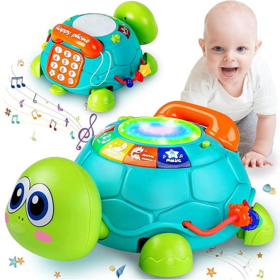 Dammyty Baby Toys 6-12 Months, Musical Turtle Crawling Toys, Learning Educational Toy for Toddlers 1-2, Infant Toys for 1 Year Old Girls Boys Gifts