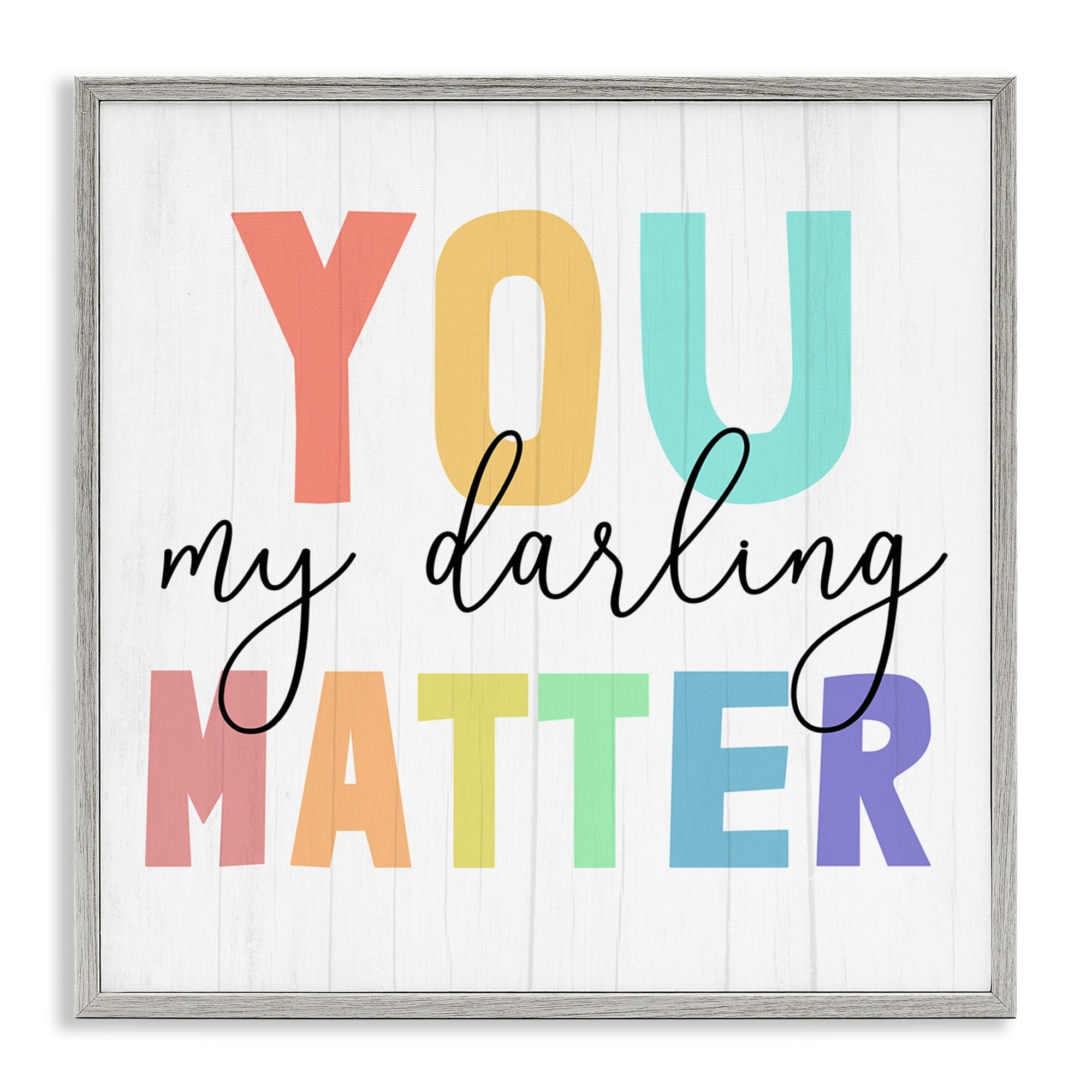 Stupell Industries You Darling Matter Rainbow Letters Striped Background,12 x 12, Design by Daphne Polselli