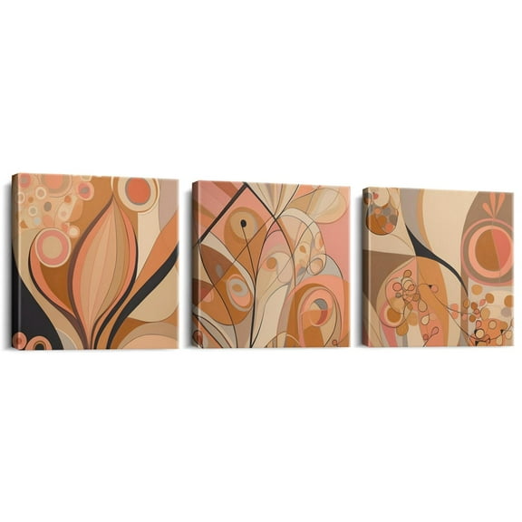 Framed Canvas Print Wall Art Set featuring Geometric Mid-Century Green Polygon, Tropical Leaves, Abstract Shapes, and Modern Art Nordic style.12"x12"x3
