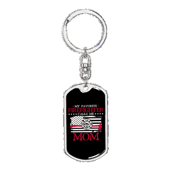 Favorite Firefighter Son Stainless Steel or 18k Gold Premium Swivel Dog Tag Keychain