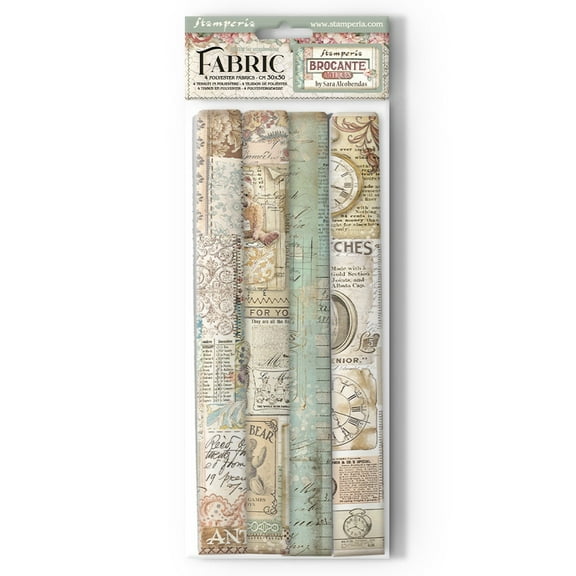 Stamperia Polyester Fabric 12"X12" 4/Pkg-Brocante Antiques