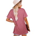 thumbnail image 2 of New Women's Casual V Neck T Shirt Short Sleeve Loose Top Patchwork Blouse, 2 of 2