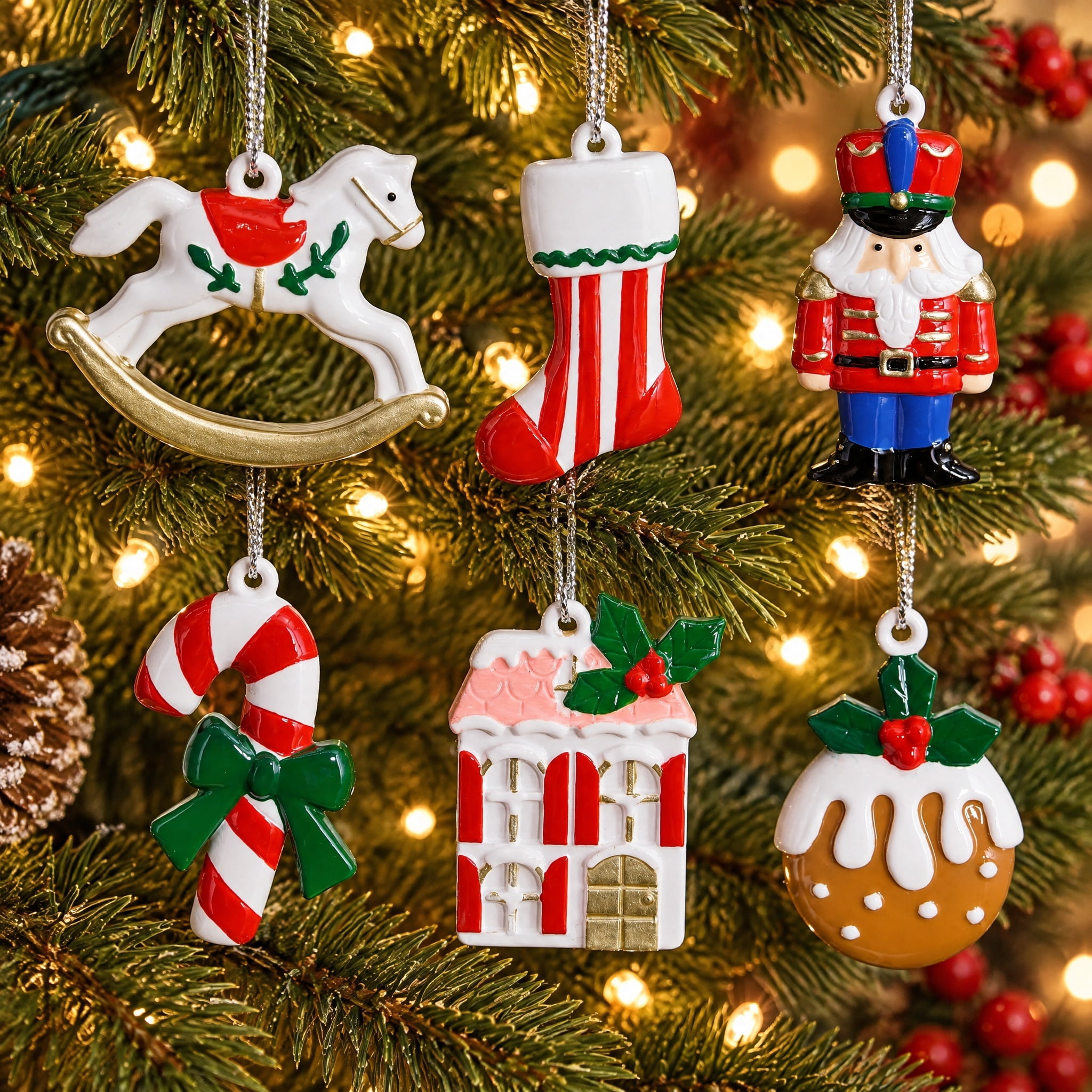 6-Count Multicolor Christmas Icons Mini Ornaments, by Holiday Time