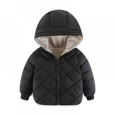 

SYNPOS Toddler Kids Winter Hooded Coats Light Puffer Zipper Jacket Hood Coat Warm Infant Outerwear for Kids Winter Snow Coat