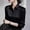 Black, variant on Womens Satin Silk Like Button Down Shirt Collared Long Sleeve Blouse Elegant Casual Loose Fit Work Office Tops Black L