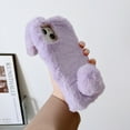 thumbnail image 2 of Allytech Rabbit Faux Furry Case Cover for Apple iPhone 14, Girly Fluffy Faux Fur Protective Anti-Scratch Bunny Case for Girls Women - Purple, 2 of 4