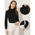 thumbnail image 2 of INSPIRE CHIC Blusa vintage con cuello alto y volantes para mujer Negro S, 2 of 5