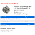 thumbnail image 2 of Alternator - Compatible with 1994 - 1997 Chevy Camaro 5.7L V8 1995 1996, 2 of 2