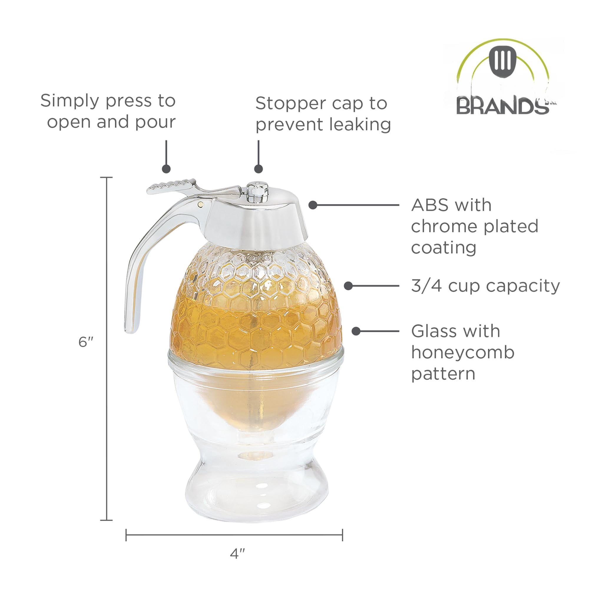 Glass Honey And Syrup Dispenser With Warming Base  Clear 3.25 X 4 6 Inches