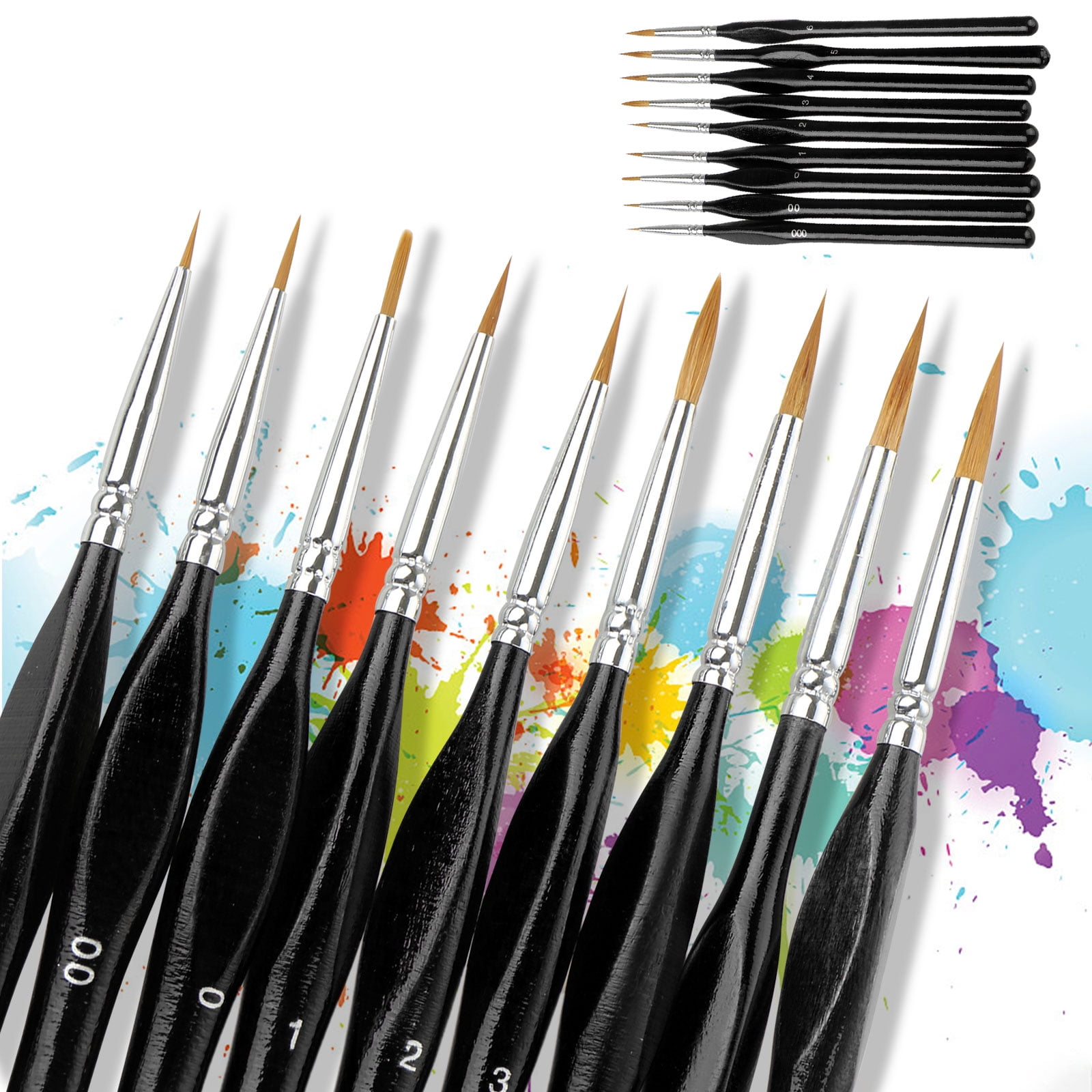 Detail Paint Brush Set 9 Small Enamel Miniature Brushes For Fine