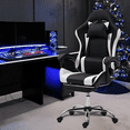 thumbnail image 4 of DELMANGO Ergonomic Video Game Chair with Massage Lumbar Support, Adjustable Headrest & Footrest, 90-135° Recline & 360° Swivel, White, 4 of 8