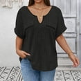 thumbnail image 5 of Mifsaly Womens V Neck Short Sleeve Tops Summer Ribbed Knit Oversized T Shirts Casual Loose Fit Flattering Daily Wear Soft Breathable Comfy Basic Top XXXL, 5 of 6