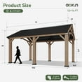 thumbnail image 6 of Dateyes 12' x 16' Outdoor Wood Gazebo, Hardtop Gazebo Permanent Wooden Pavilion with Galvanized Steel Gable Roof, for Patio, Garden, Deck, Cedar Wood, 6 of 6