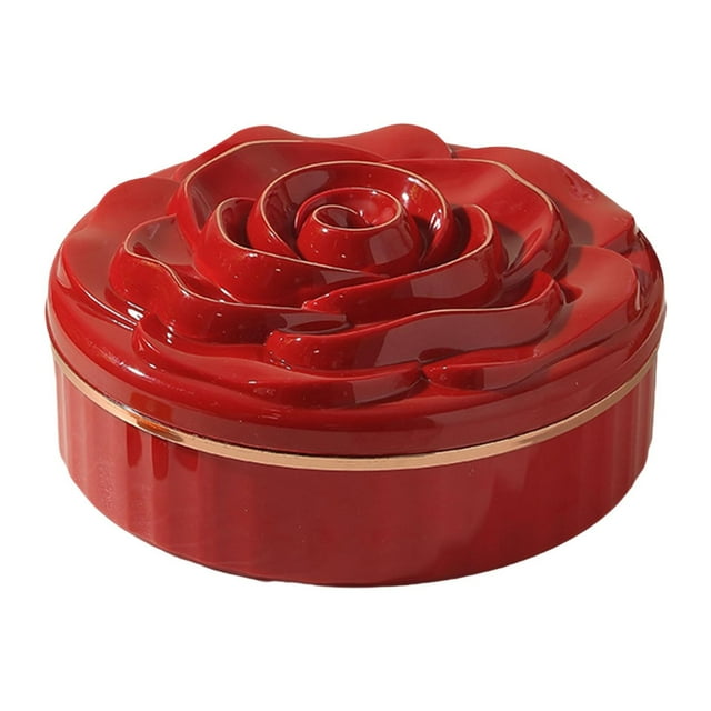 Bandeja de servir dividida con tapa, cuenco redondo para servir para fiestas de bodas de Año Nuevo. Rojo