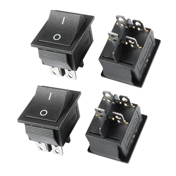 Uxcell 4 Pcs AC 250V 16A 125V 20A 4 Pin DPST Black On/OFF Rocker Switch
