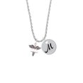 thumbnail image 2 of Delight Jewelry Silvertone Engraveable Caduceus - Silvertone Script Initial Disc - M - Charm Necklace, 20"+3", 2 of 4